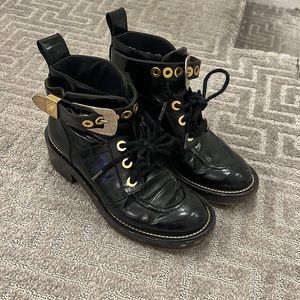 Balenciaga patent leather combat boots size 36.5